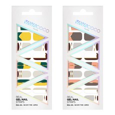 VAVACOCO 凝膠美甲貼 混搭可愛雙色 2入組, 綠色,莫蘭迪粉, 1個
