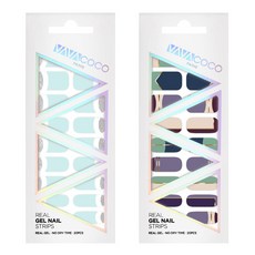 VAVACOCO 凝膠美甲貼 2片 混搭 Lunola 亮片天空套組, Lunola 亮片天空 + 可愛雙色薄荷, 1個
