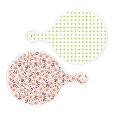 Roem Design 上菜砧板 2件組 圓形圖案粉彩綠圓形套組, 圓形圖案粉彩綠圓形, 紫色花朵圖案圓形, 1套