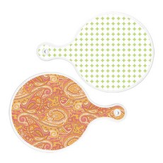 Roem Design 上菜砧板 2入 圓形圖案粉彩綠圓形 套組, 圓形圖案粉彩綠圓形, 紅黃色線條藝術圓形, 1套