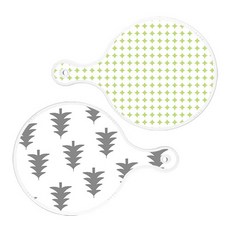 Roem Design 上菜砧板 2件組 圓形圖案粉彩綠圓形套組, 圓形圖案粉彩綠圓形, 森林圖案3圓形, 1套