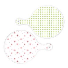 Roem Design 上菜砧板 2件組 圓形圖案粉彩綠圓形套組, 圓形圖案粉彩綠圓形, 粉紅牽牛花圓形, 1套