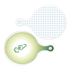 ROEM DESIGN 上菜用圓形砧板 2入 圓形圖案粉藍色套組, 圓形圖案粉藍色, 蔬菜線條綠色, 1套