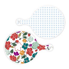 ROEM DESIGN 上菜用圓形砧板 2入 圓形圖案粉藍色套組, 圓形圖案粉藍色, floral 木蘭 混合, 1套