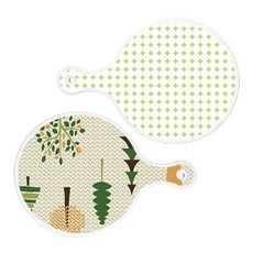 Roem Design 上菜砧板 2件組 圓形圖案粉彩綠圓形 套組, 圓形圖案粉彩綠圓形, 森林圖案1圓形, 1套