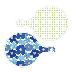 Roem Design 上菜砧板 2入 圓形圖案粉彩綠圓形組, 圓形圖案粉彩綠圓形, 碧藍色花朵圓形, 1套