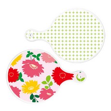 Roem Design 上菜砧板 2入 圓形圖案粉彩綠圓形組合, 圓形圖案粉彩綠圓形, 菊花粉紅圓形, 1套