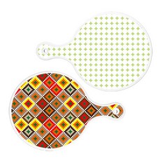 Roem Design 上菜砧板 2件組 圓形圖案粉彩綠圓形套組, 圓形圖案粉彩綠圓形, 格紋線條菱形圓形, 1套