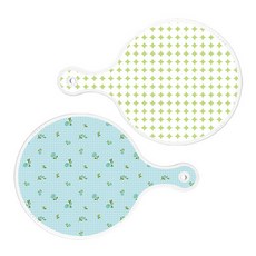 Roem Design 上菜砧板 2入 圓形圖案粉彩綠圓形套組, 圓形圖案粉彩綠圓形, 玉色花朵格紋圓形, 1套