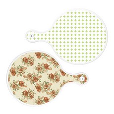 Roem Design 上菜砧板 2入 圓形圖案粉彩綠圓形組, 圓形圖案粉彩綠圓形, 紫紅色花朵圓形, 1套