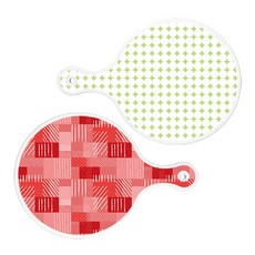 Roem Design 上菜砧板 2入 圓形圖案粉彩綠圓形組合, 圓形圖案粉彩綠圓形, 長短色格紋圓形, 1套