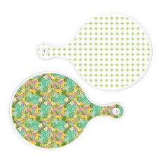 Roem Design 上菜砧板 2入 圓形圖案粉彩綠圓形套組, 圓形圖案粉彩綠圓形, 藍綠玫瑰藤圓形, 1套