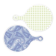 Roem Design 上菜砧板 2件組 圓形圖案粉彩綠圓形套組, 圓形圖案粉彩綠圓形, 藍白色線條藝術圓形, 1套