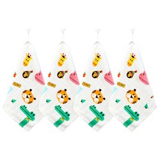 H Ground四角老虎廚房毛巾, 白色的, 4件