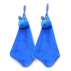 H.GROUND 格紋兔子廚房毛巾, 藍色, 2個