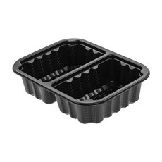 쿡앤락 실링 일회용 용기 900ml 2칸 190 x 150 x 50 mm 검정 몸통, 1개입, 100개