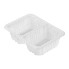 쿡앤락 실링 일회용 용기 950ml 2칸 190 x 139 x 55 mm 백색 몸통, 1개입, 100개