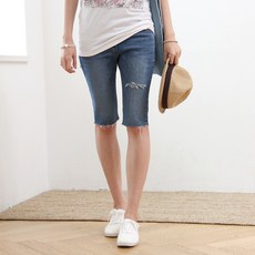 엄짱 임부용 트리키 5부 데님팬츠