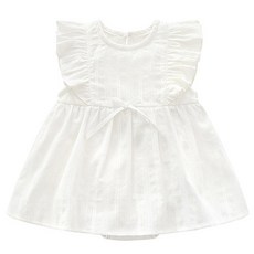 Mom's care 女孩童荷葉邊緹花無袖包屁衣 Q016BCBS01