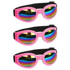 블럭마트 강아지 고양이 고글 썬글라스, 핑크, 3개