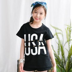 잭키드 여아용 USA 반팔 티셔츠