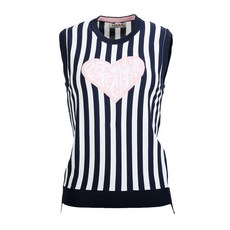 리앤비 여성용 세로 스트라이프 라운드 하트 조끼 AVLN6016