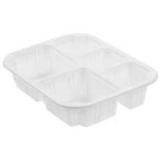 쿡앤락 실링 일회용 용기 700ml 5칸 190 x 150 x 40 mm 백색 몸통, 1개입, 100개