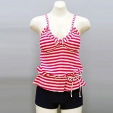 정스토어 임산부용 핑크스트라이프 탑 수영복세트