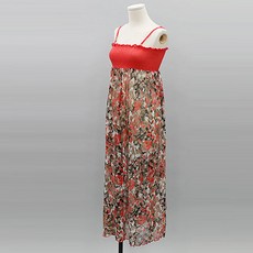 정스토어 임산부용 오렌지 비치 플라워 맥시 롱원피스