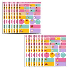 네임조아 혼합형 방수 네임라벨스티커 귀요미세트, 혼합 색상, 15개입