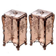 LIVING DUO 水晶化妝棉收納盒, 棕色, 2個