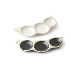 Mukyung 瓷豌豆 3 碗盤套組 2p, 白色 黑色, 1套