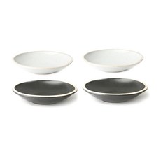 陶瓷義大利麵盤 燕麥色 2入+黑色 2入, 混色, 1套