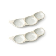 무경도자기 완두콩 3구접시 중, 오트밀, 2개