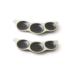 무경도자기 완두콩 3구접시 중, 블랙, 2개입