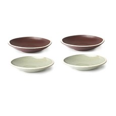 陶瓷義大利麵盤 酒紅色 2入+綠色 2入, 混色, 1套