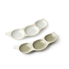 3格豌豆造型碟 2入, 燕麥片，綠色, 1套