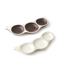 무경도자기 완두콩 3구접시 중 2p 세트, 와인, 화이트, 1세트