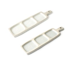 無境陶瓷雙面分享砧板盤 中 2入組, 白色+燕麥色, 1組