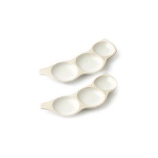 무경도자기 완두콩 3구접시 중, 화이트, 2개입