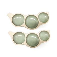무경도자기 완두콩 3구접시 소, 그린, 2개입