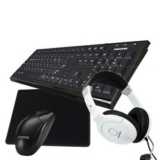 삼성전자 키보드 + 마우스 + 헤드셋 + GTRACTER 게이밍 마우스패드, 일반형, SPA-JKA1BUB(키보드), SMH-200UB(마우스), SSG5BK(패드), SHS-100V/W(헤드셋), 블랙