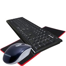 삼성전자 블루투스 마우스 + 유선 키보드 + 지군 게이밍 마우스패드, SPA-JKA1BUB(키보드), SMB-1000BS(마우스), 혼합 색상