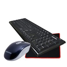 삼성전자 유선키보드 + 블루투스 마우스 + 지트렉터 게이밍 마우스패드, SPA-JKA1BUB(키보드), SMB-1000BS(마우스), SSG-5RD(패드), 레드(패드)
