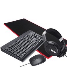 삼성전자 유선 키보드 마우스 합본 + 프리미엄 헤드셋 + 지군 게이밍 마우스패드, SKP-900B(키보드마우스), SHS-160V/B(헤드셋), 혼합색상