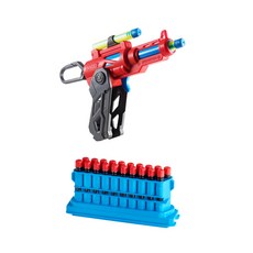 마텔 붐코 클립 파이어 장난감 총 + 붐코 다트 앤 클립 팩 장난감 총알, 혼합 색상, 1개