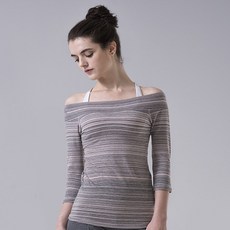 easyoga 女款腰帶露肩短袖T恤 YWE1703-402-D53