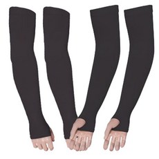 Gear X 男女通用涼感袖套 基本款無縫線覆蓋手背 4入, 黑色