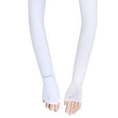 GearX 女款涼感拼接網眼露指式袖套, 白色