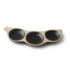 무경도자기 완두콩 3구접시 대, 블랙, 1개